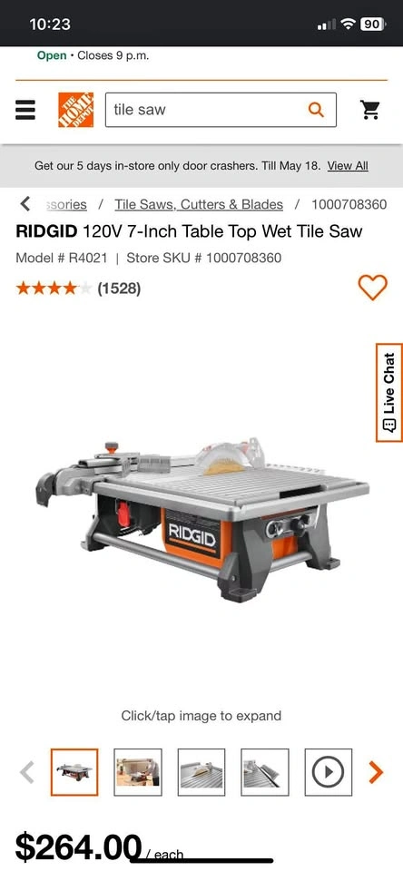 Ridgid Wet Tile Saw