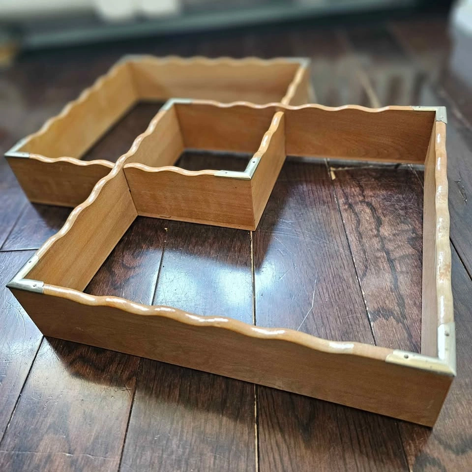 Vintage MCM Interlocking Cube Display Shelf 50s 60s Wood Wall Sh - photo 4