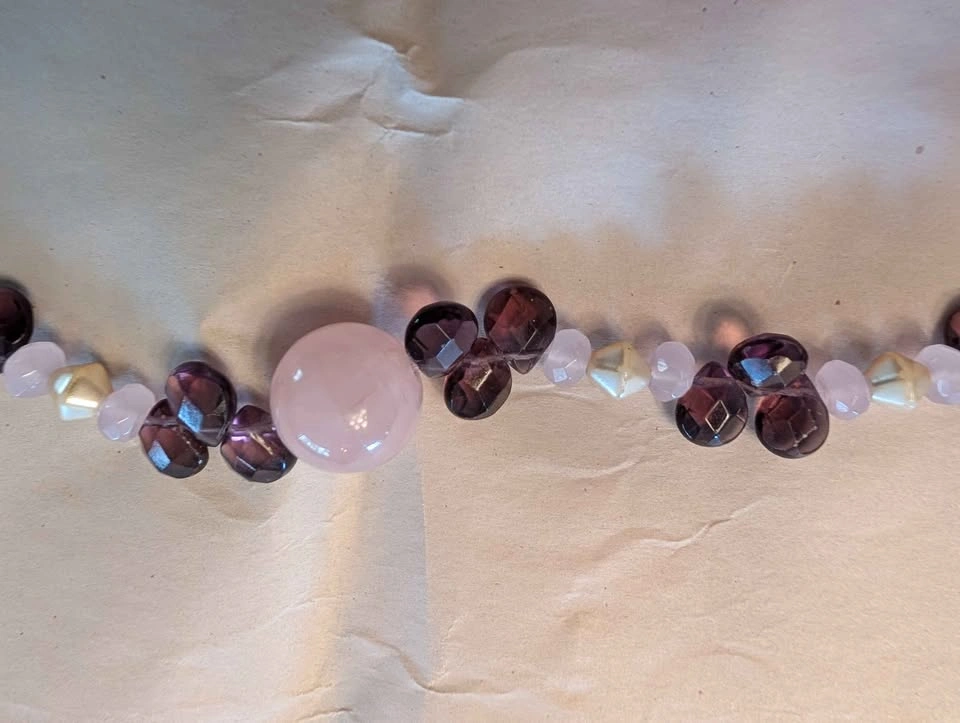 Rose Quartz & Amber bead necklace - photo 3