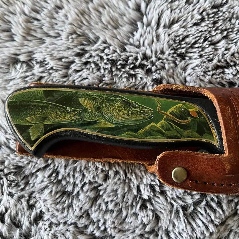 Vintage Intruder Fish Fillet Knife w/ Sheath - Salmon Grip - photo 2