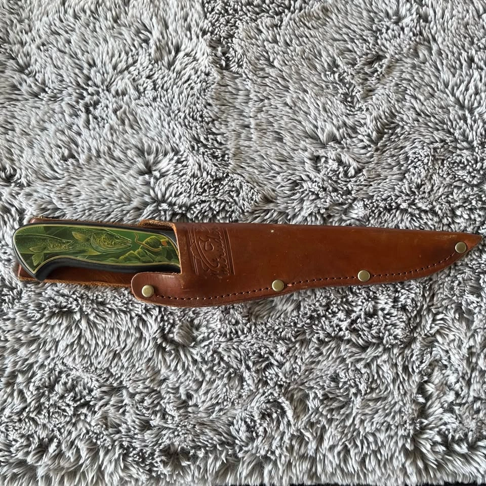 Vintage Intruder Fish Fillet Knife w/ Sheath - Salmon Grip - photo 3
