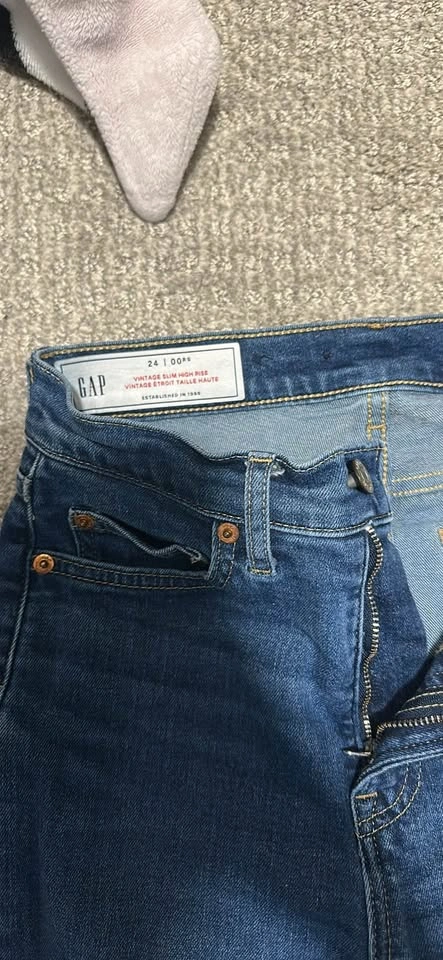 GAP Vintage Slim High Rise Jeans Size 24 Raw Hem - photo 2