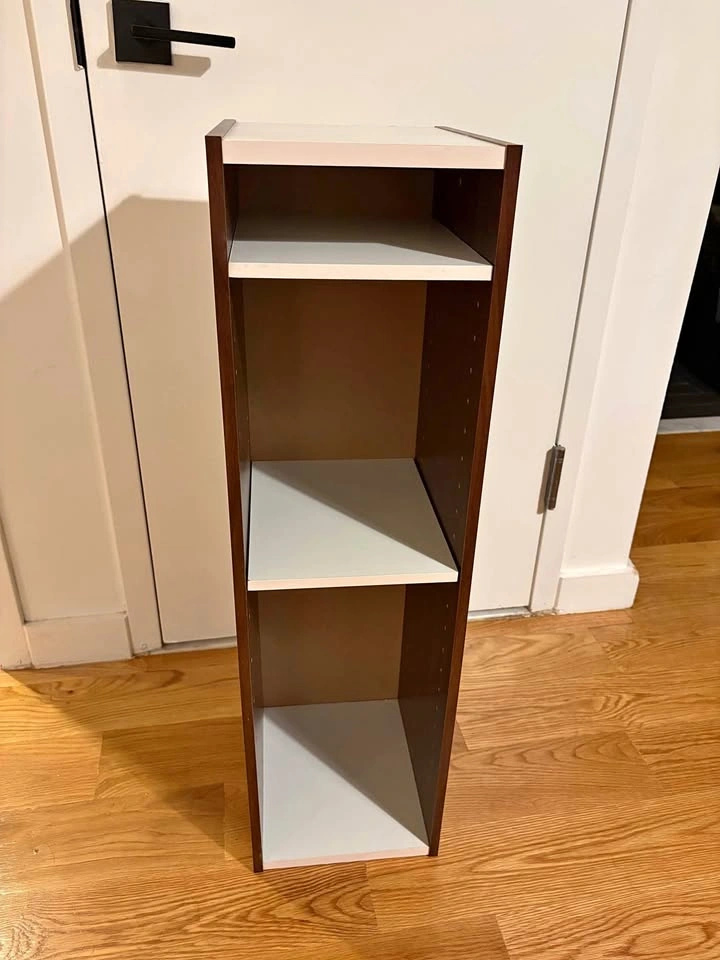 3-Tier Wood and White Bookshelf