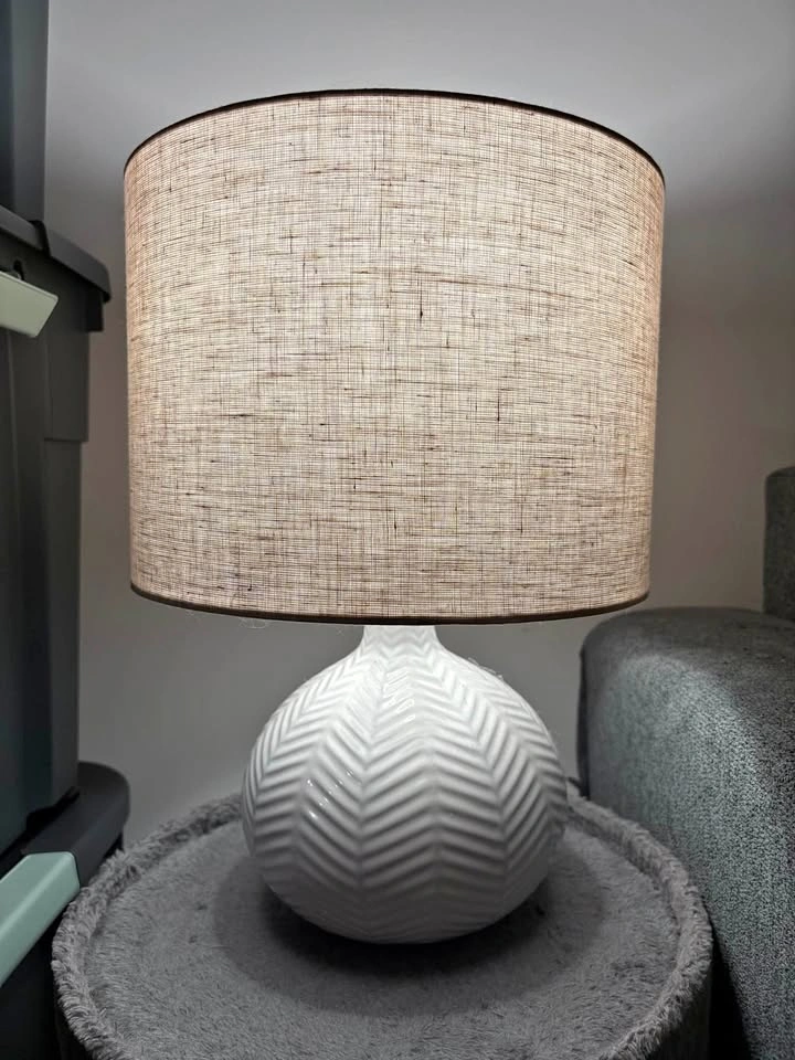 White Ceramic Base Table Lamp with Fabric Shade