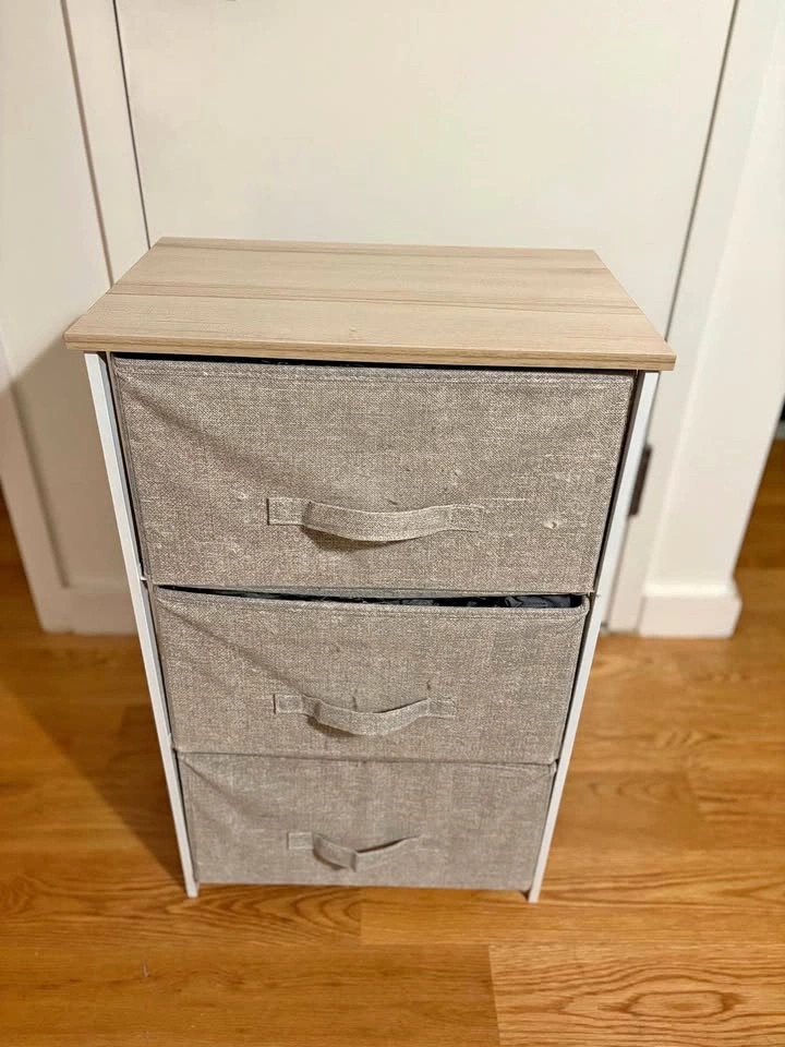 3-Drawer Fabric Storage Dresser with Wood Top