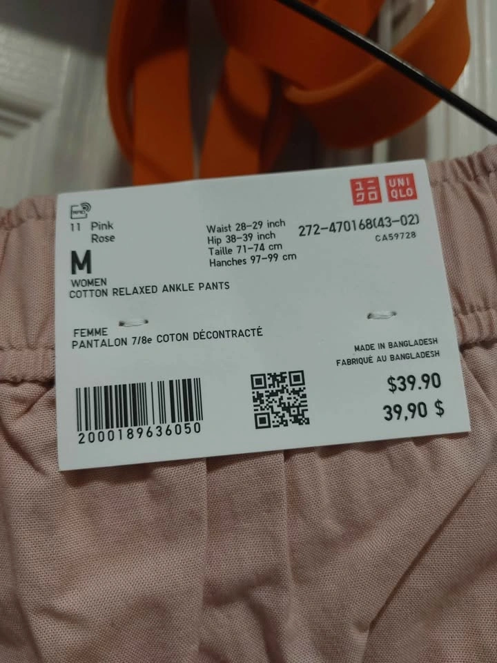 UNIQLO Women's Cotton Relaxed Ankle Pants - Pink Rose - Size M - - photo 4