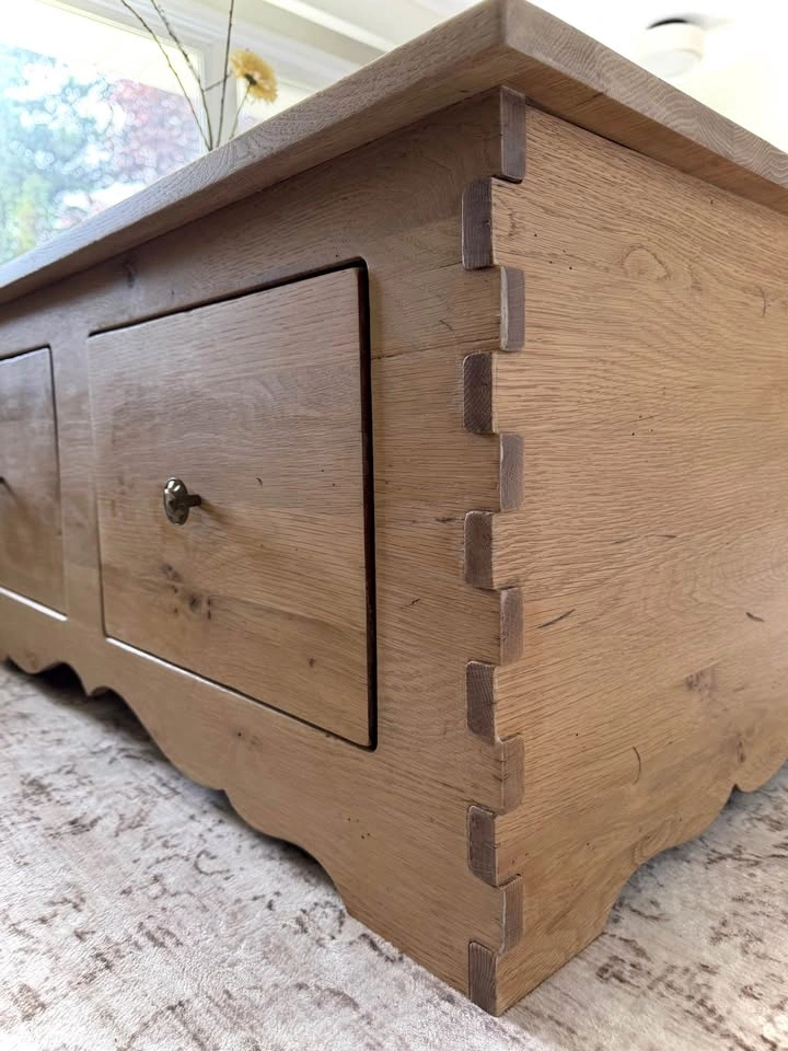 Solid Oak Coffee Table with Storage Drawers - photo 2