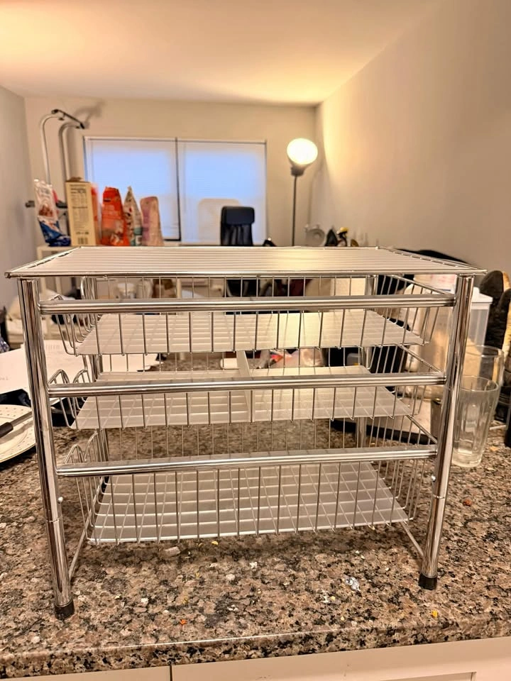 Compact Metal Organizer with Pull-Out Shelves