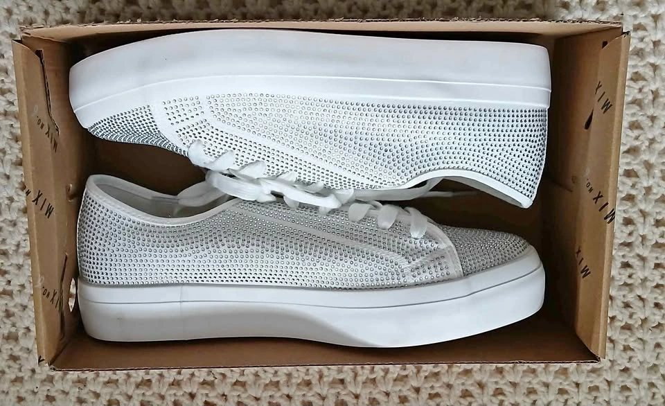 New White Rhinestone Shoes womans 11