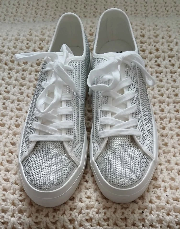 New White Rhinestone Shoes womans 11 - photo 2