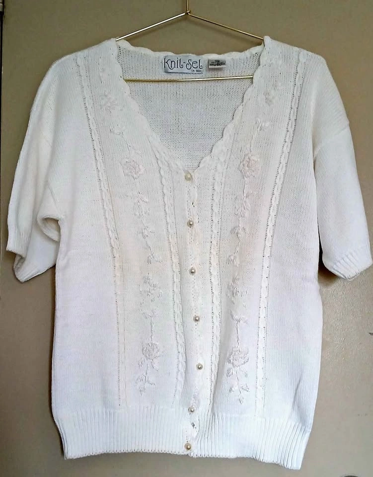 Knit-Set White Cardigan Large