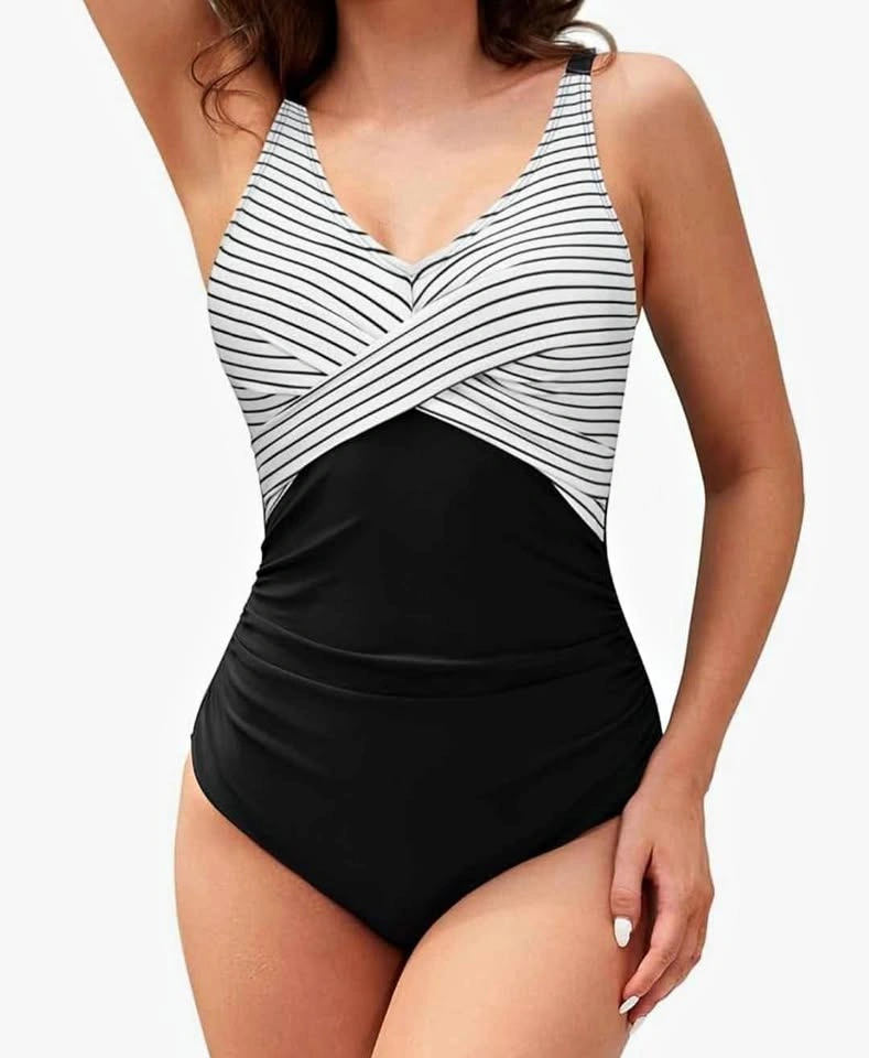 New Black and White XL Woman's One Piece Swimsuit