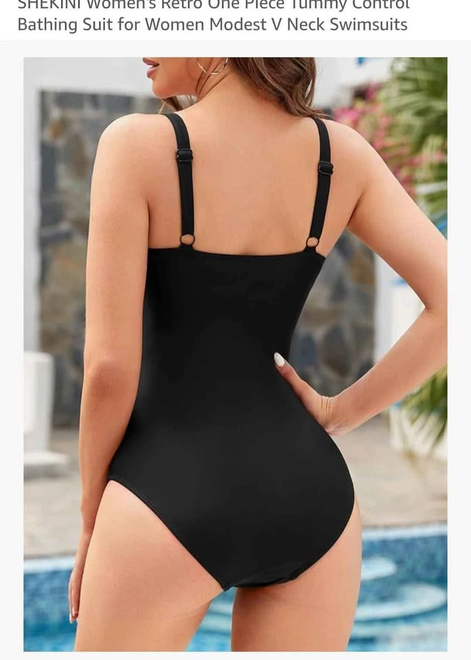 New Black and White XL Woman's One Piece Swimsuit - photo 2