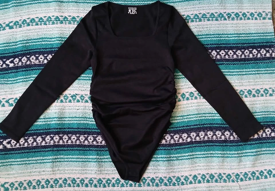 New Black Long Sleeve Bodysuit Shapewear Medium Womans - photo 2