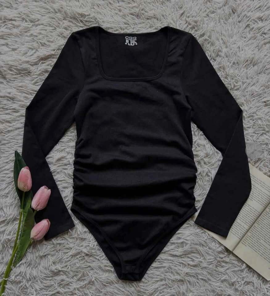 New Black Long Sleeve Bodysuit Shapewear Medium Womans - photo 4