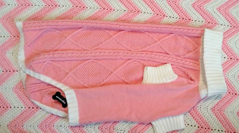 KOFESTIHUE XXL Pink Cable Knit Dog Sweater