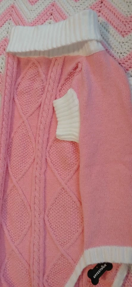 KOFESTIHUE XXL Pink Cable Knit Dog Sweater - photo 2