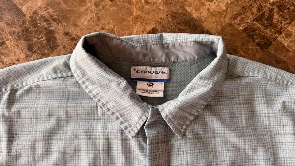 Men's XXL Light Blue Plaid Short Sleeve Button Up Shirt - photo 2