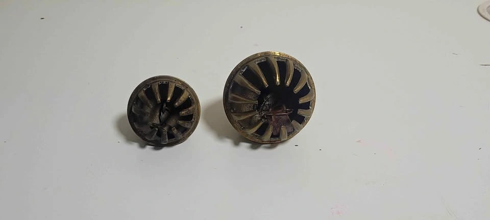 Two antique brass etched bells