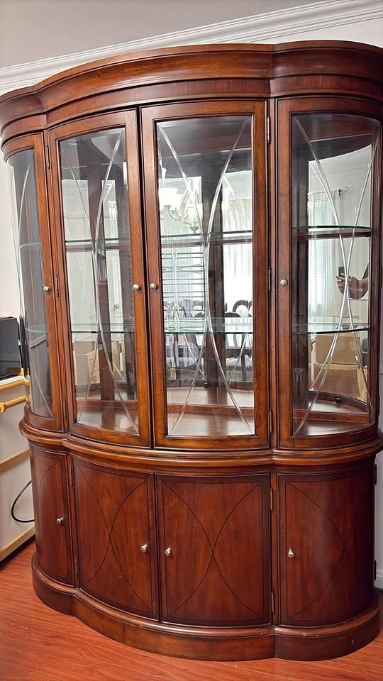 Wood Hutch Cabinet - Dark Cherry