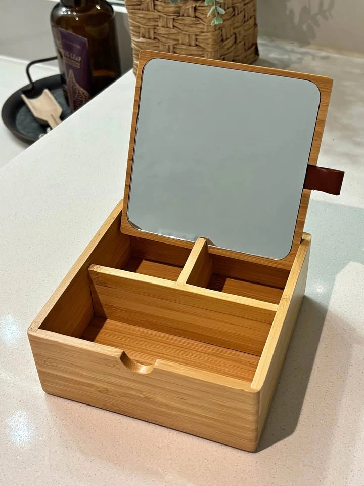Bamboo Storage Box with Mirror