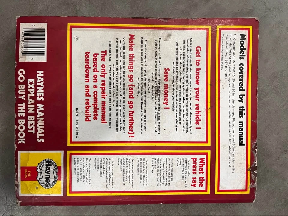 Haynes Workshop Manual - Chevrolet & GMC Pick-ups - photo 2