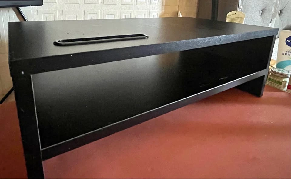 Black Monitor Stand with Storage Shelf