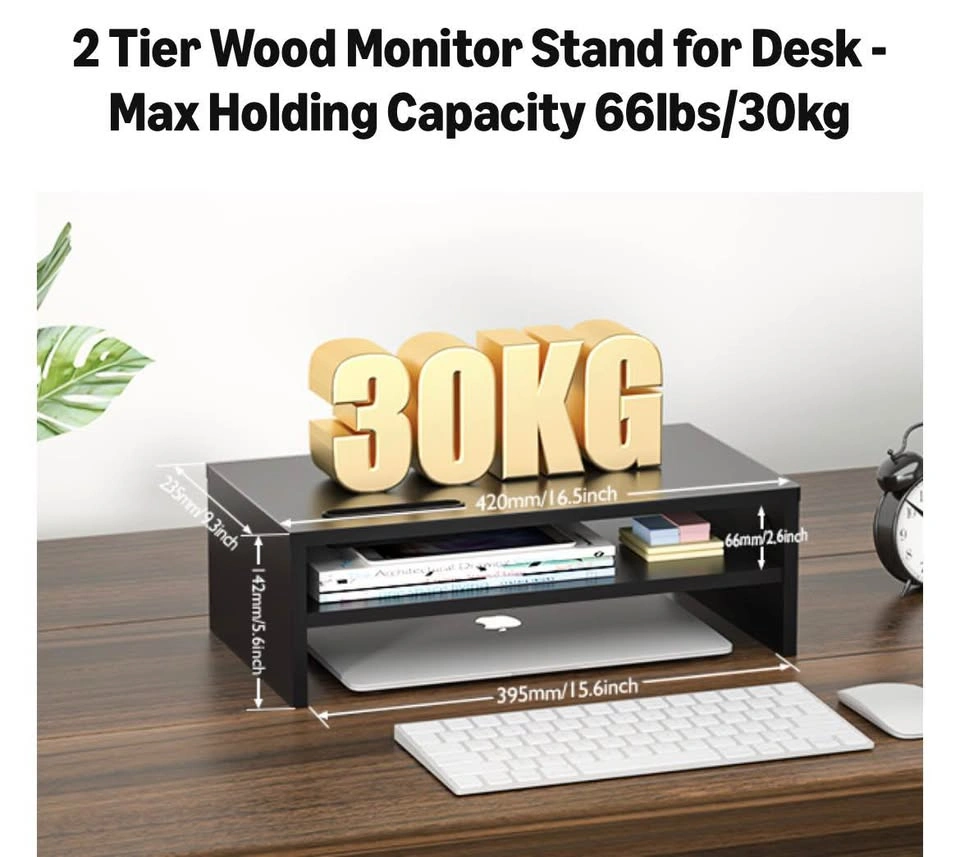 Black Monitor Stand with Storage Shelf - photo 5