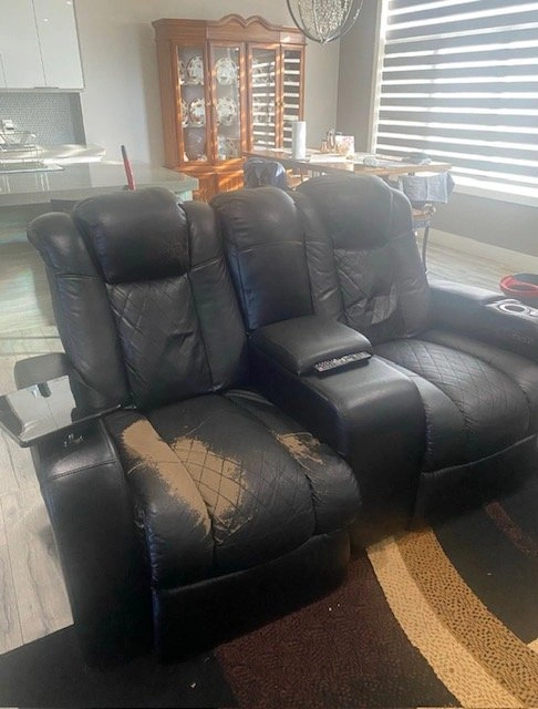 Black Leather Power Recliner Loveseat w/ LED Cup Holders - photo 2