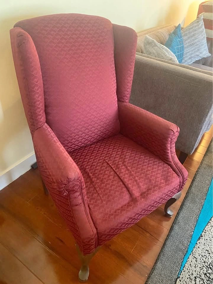 Pair of Wingback Accent Chairs – Burgundy/Red