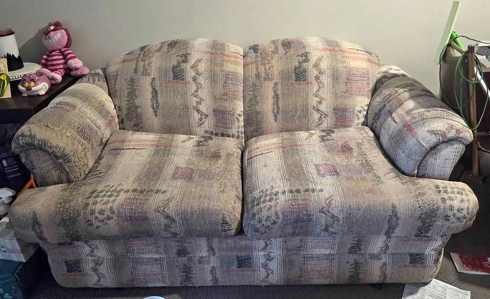 Patterned Fabric Loveseat