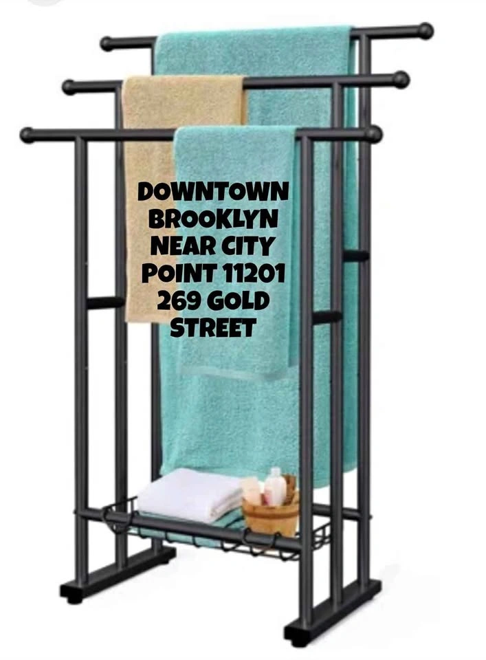 Black Metal 3-Bar Towel Rack with Shelf