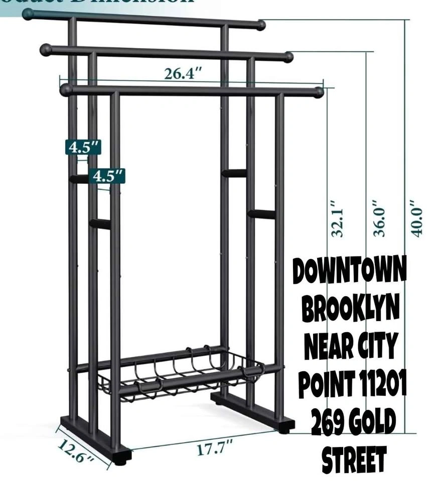 Black Metal 3-Bar Towel Rack with Shelf - photo 2