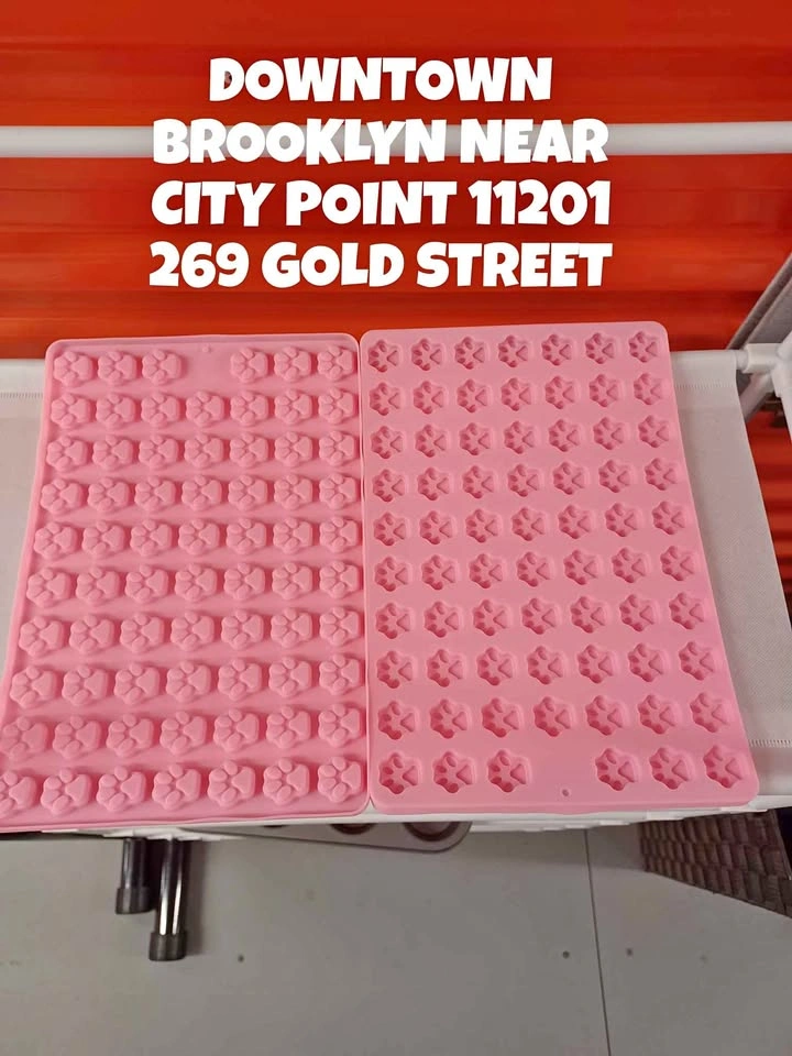 Pink Silicone Flower and Paw Print Molds