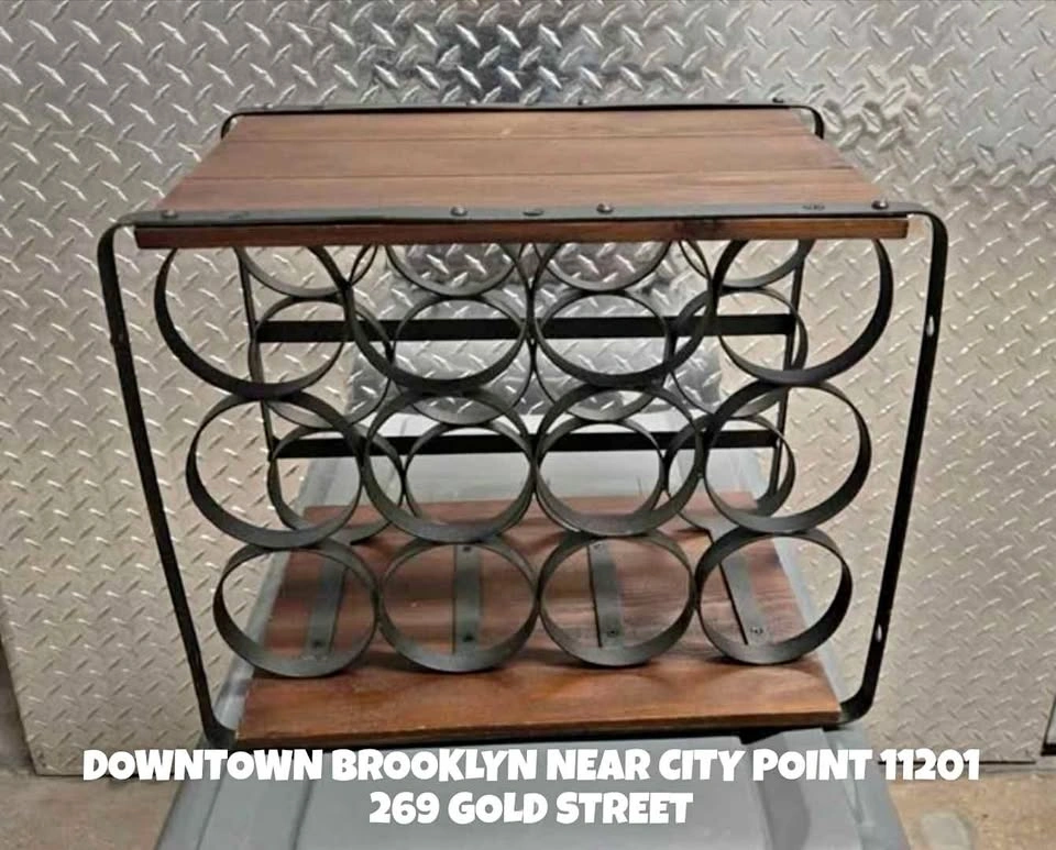 Industrial Wood and Metal Wine Rack