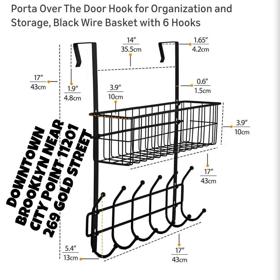 Porta Over The Door Hook Organizer with Basket