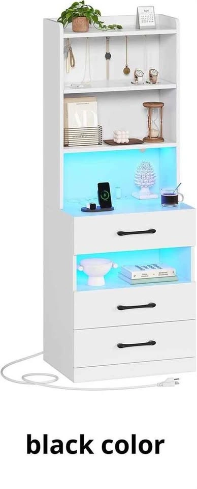 AOGLLATI Tall Nightstand with Charging Station - photo 4
