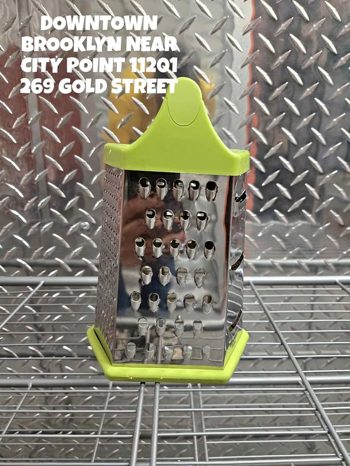 Stainless steel box grater with lime green handle