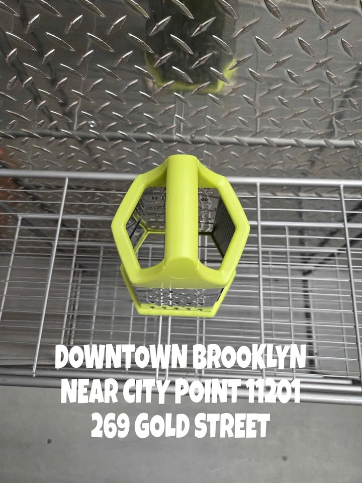 Stainless steel box grater with lime green handle - photo 3