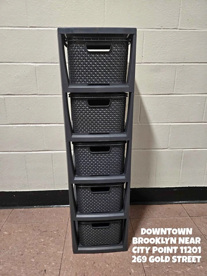 5-Drawer Woven Plastic Storage Tower