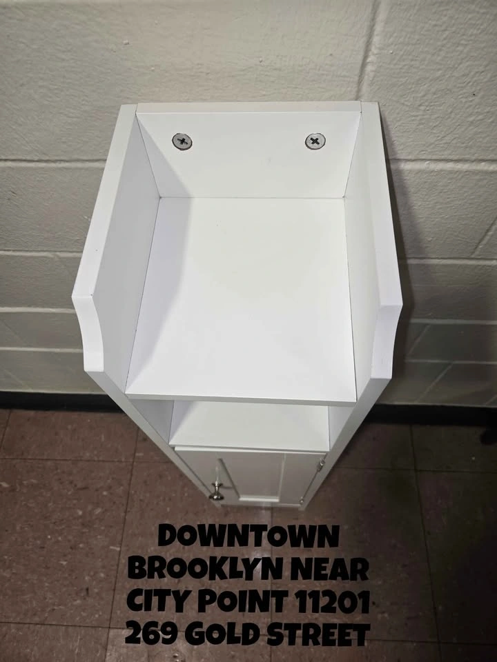 White Slim Bathroom Floor Cabinet - photo 3