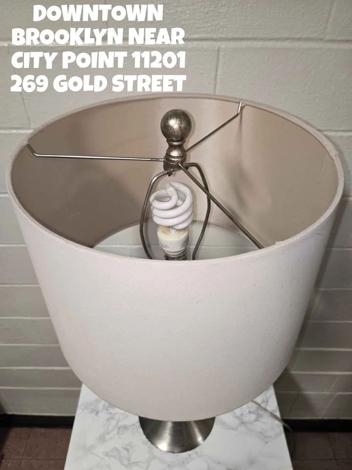 Modern Brushed Nickel Table Lamp w/ Drum Shade - photo 2