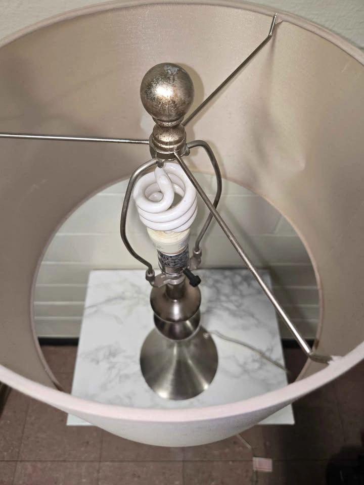 Modern Brushed Nickel Table Lamp w/ Drum Shade - photo 3