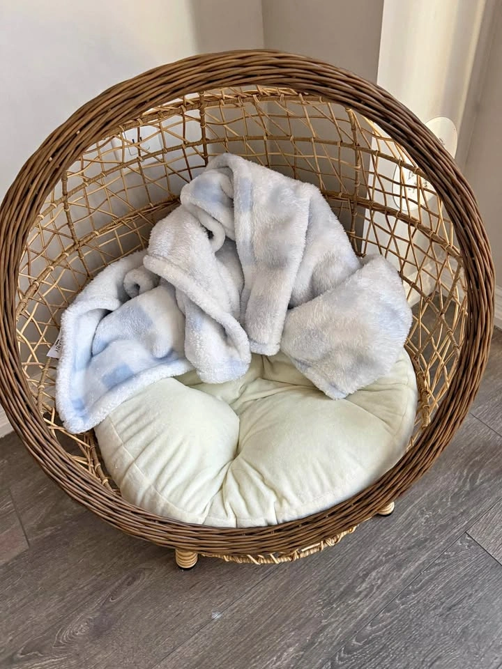 Small Dog Bed + Cushion + Blanket (Unused)