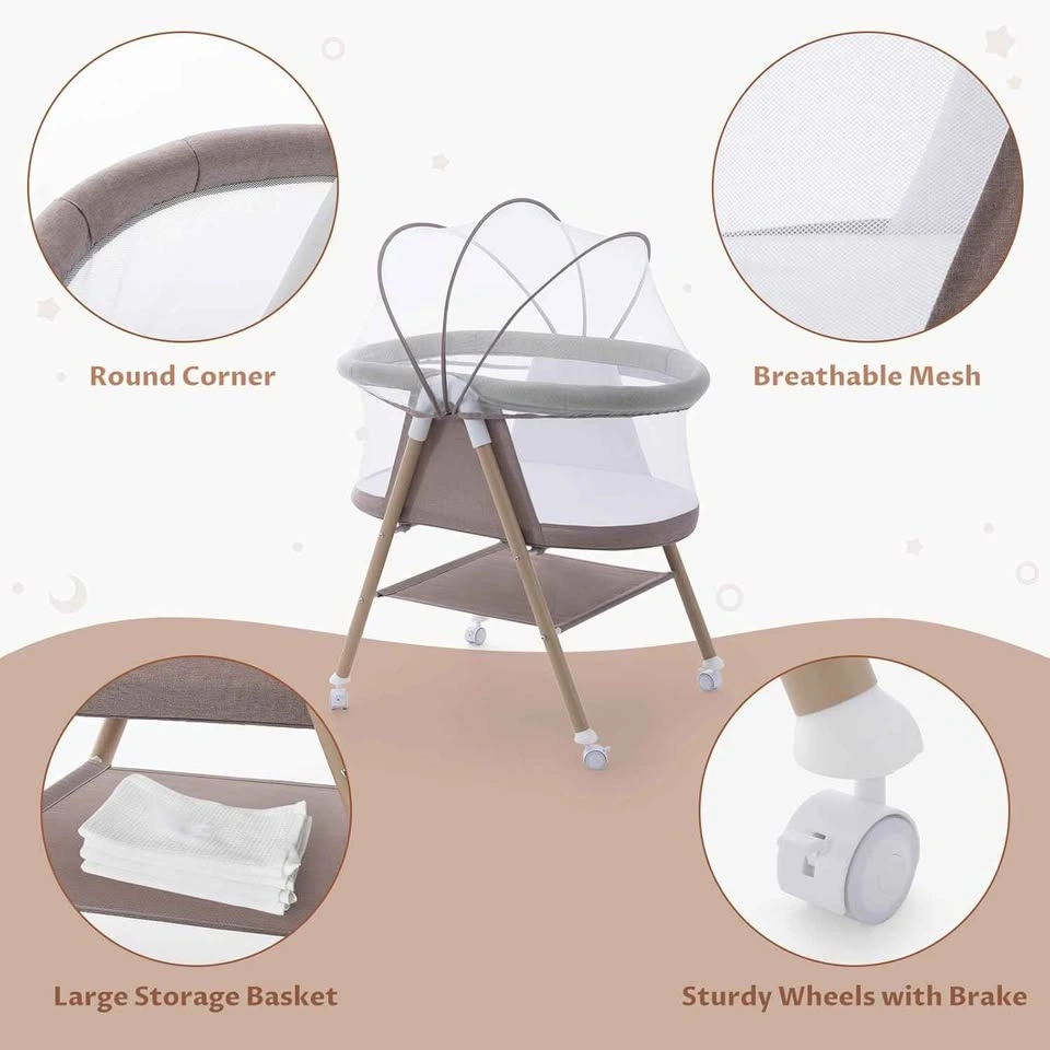 Baby Bassinet Crib - 3-in-1 Portable Infant Bed with Mosquito Ne - photo 4