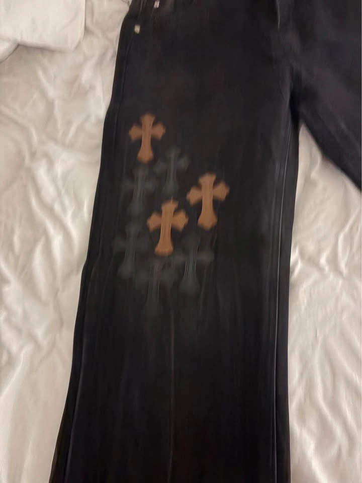 Black Cross Patch Denim Jeans - NEW WITH TAG - Size 36