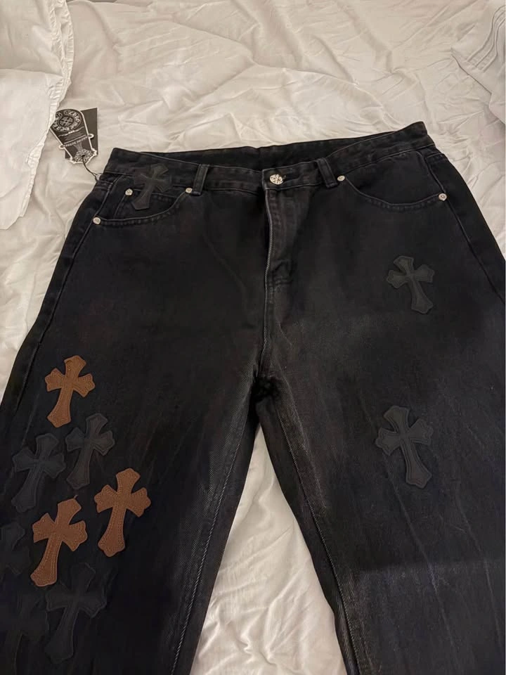 Black Cross Patch Denim Jeans - NEW WITH TAG - Size 36 - photo 2