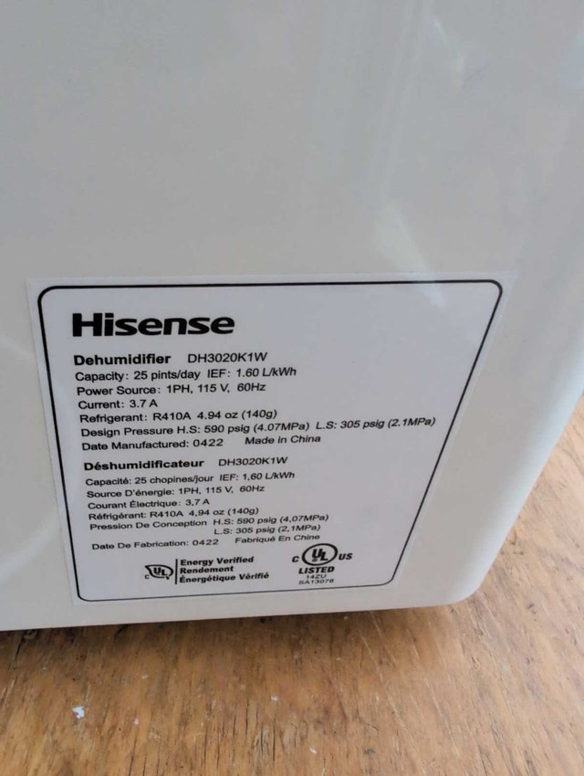 Hisense Dehumidifier 25 pints day - photo 2