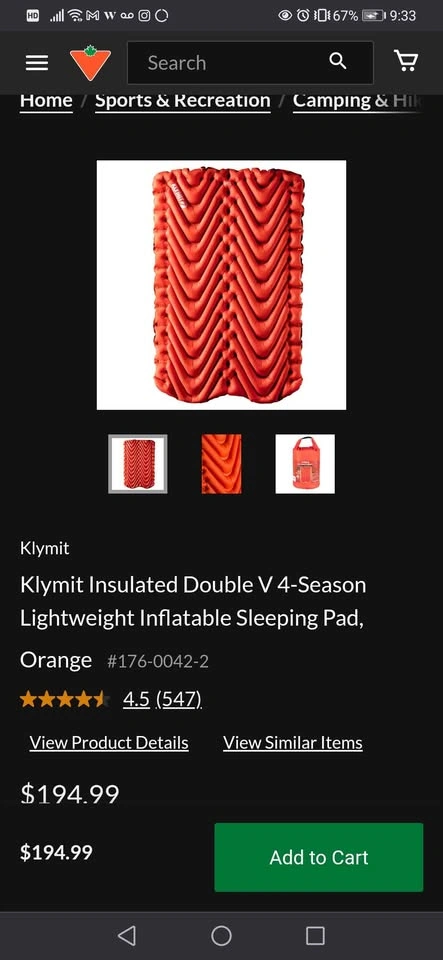 Klymit Insulated Double V Sleeping Pad - 4 Season Double Camp Pa - photo 2