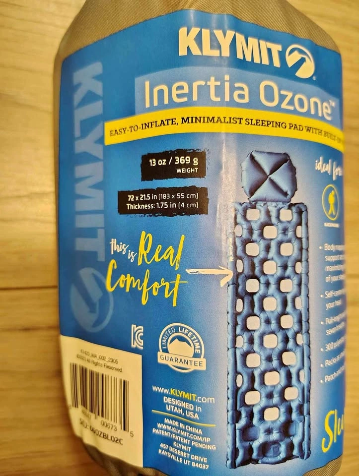Klymit Inertia Ozone Sleeping Pad - Lightweight Backpacking Mat